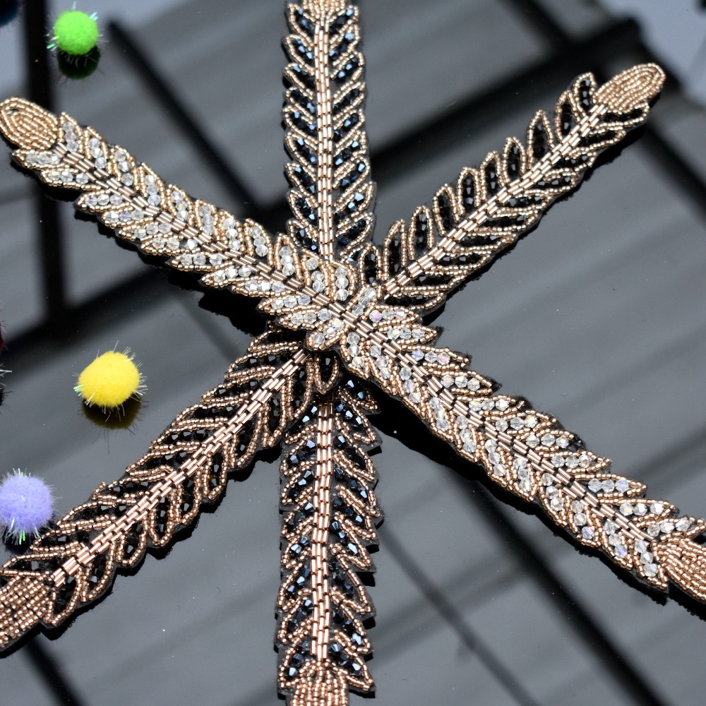 Long leaves leaf handmade appl - огляд і ціна Beaded Trim Fringe