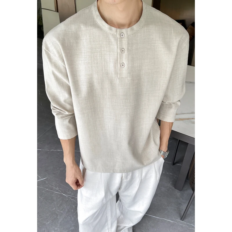 Mens Casual Faux Linen Henley  - огляд і ціна Embellish Knit