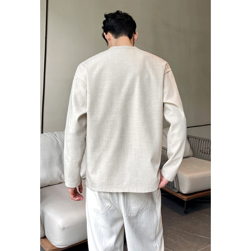 Mens Casual Faux Linen Henley  - огляд і ціна Embellish Knit