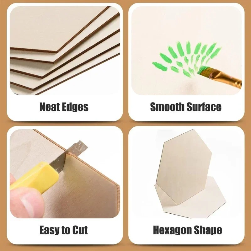 10-120mm Wooden Hexagon Blank  - огляд і ціна Craft Embellishment